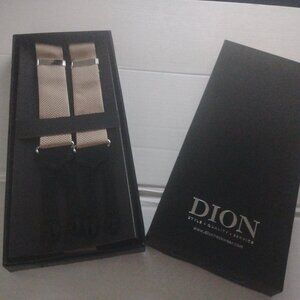 ❤️NEW IN BOX DION NECKWEAR Suspenders Tan 100% Pure Italian Silk